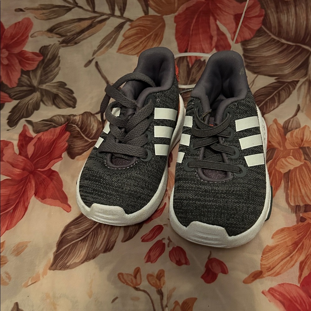 Adidas Charcoal and White Kids' Sneakers